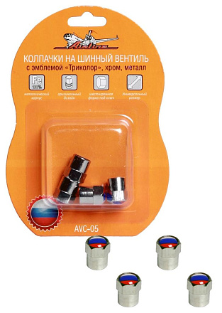 Колпачки на шинный вентиль AIRLINE с эмблемой "Триколор" preview 1
