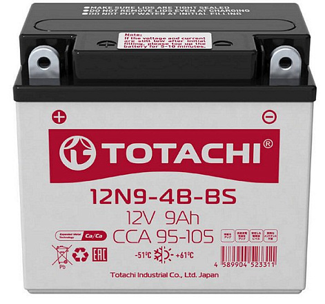 Аккумулятор TOTACHI MOTO 12N9-4B-BS 9 а/ч R фото 1 Аккумулятор TOTACHI MOTO 12N9-4B-BS 9 а/ч R preview 1