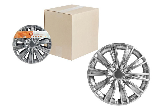 Колпаки колесные AIRLINE 14 дюймов "Торнадо", серебристые, карбон preview 1
