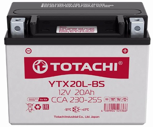 Аккумулятор TOTACHI MOTO YTX20L-BS 20 а/ч L preview 1