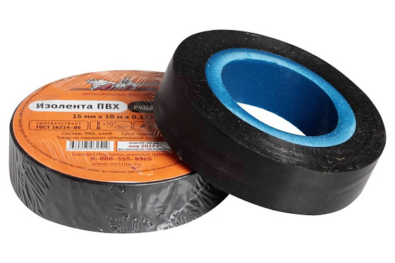 Изолента ПВХ AIRLINE, черная, 15 мм, 10 м preview 1