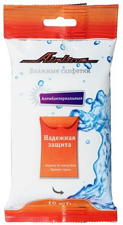 Салфетки влажные AIRLINE антибактериальные (10 шт.) preview 1