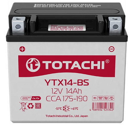 Аккумулятор TOTACHI MOTO YTX14-BS 14 а/ч R preview 2