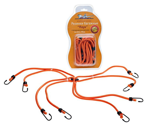 Набор резинок AIRLINE "Паук" 4шт. 80 см, D-8 мм, (металлические крючки) preview 1