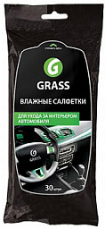 Влажные салфетки для ухода за интерьером автомобиля GRASS