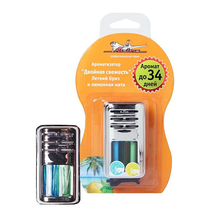 Ароматизатор AIRLINE на дефлектор гелевый "Двойная свежесть" летний бриз и лимонная мята preview 1