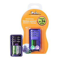 Ароматизатор AIRLINE на дефлектор гелевый "Двойная свежесть" эвкалипт и лаванда 