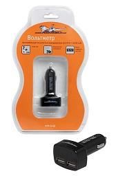 Вольтметр AIRLINE в прикуриватель 12-24В + 2USB 3,1A