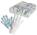 Перчатки ХБ с ПВХ покрытием AIRLINE, белые, (1 пара) плотность 150Т/7,5 класс