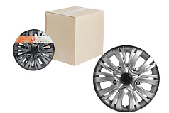 Колпаки колесные AIRLINE 15 дюймов "Лион+", серебристо-черные, карбон