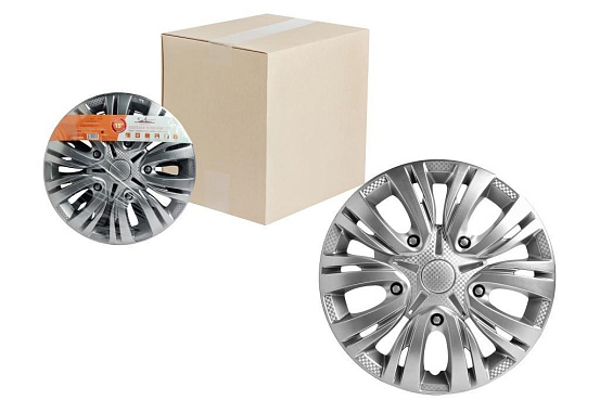 Колпаки колесные AIRLINE 14 дюймов "Лион", серебристые, карбон preview 1