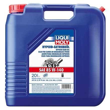 Трансмиссионное масло LIQUI MOLY Hypoid-Getriebeoil 85W-140 фото 2 Трансмиссионное масло LIQUI MOLY Hypoid-Getriebeoil 85W-140 preview 2